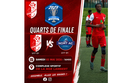 🔥 𝗤𝗨𝗔𝗥𝗧𝗦 𝗗𝗘 𝗙𝗜𝗡𝗔𝗟𝗘 POUR LES U14 ET U17🔥